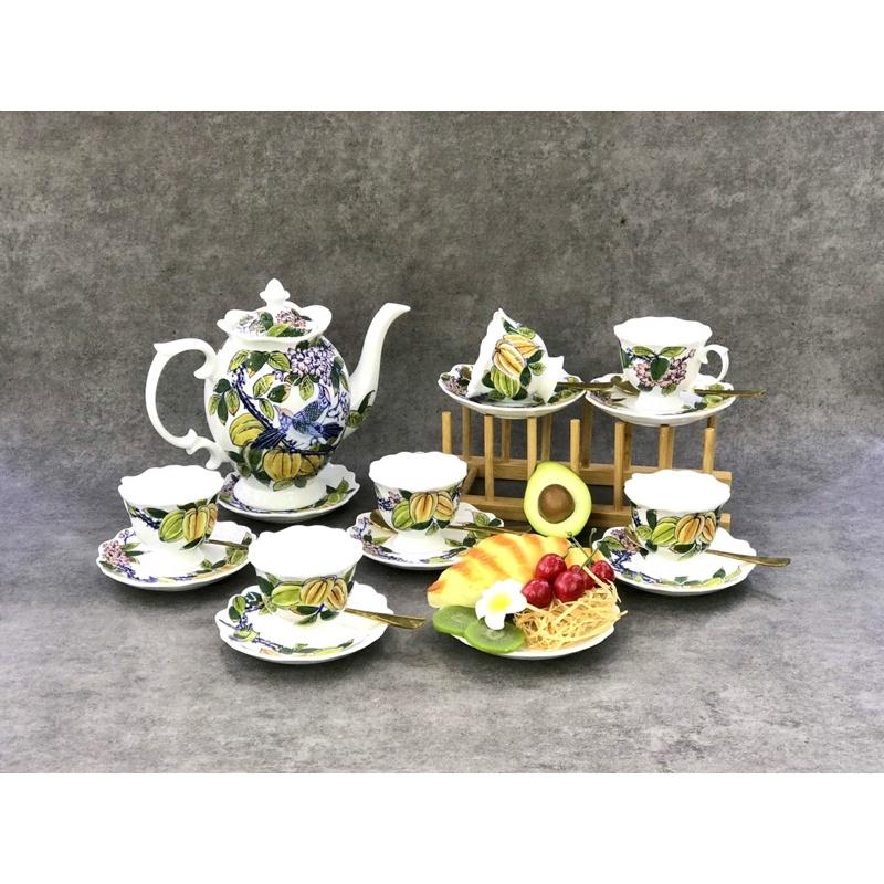 Ấm Chén Pha Trà Bát Tràng, Bộ Ấm Chén Pha Trà Cao Cấp dung tích 1,5L cỡ đại, Bộ Ấm ChénPHONG THUỶ 2021 - Gốm Sứ Huấn Hải