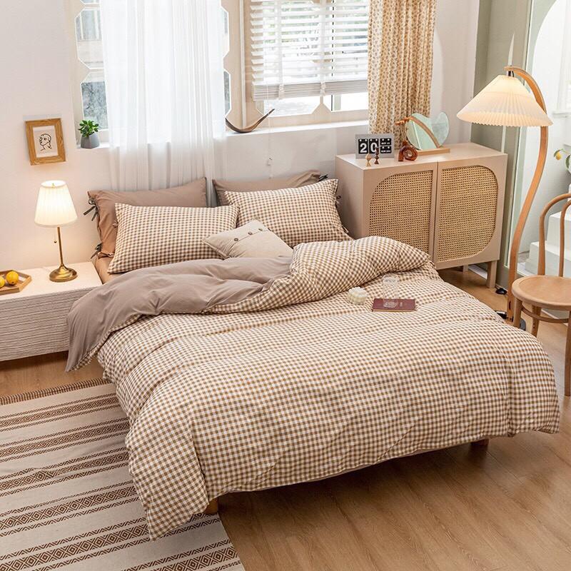 Bộ Ga Giường Full Set Cotton Korea Bedding ADU79 Đủ Kích Thước Trải Nệm 4 Món CÓ CHĂN CHẦN BÔNG