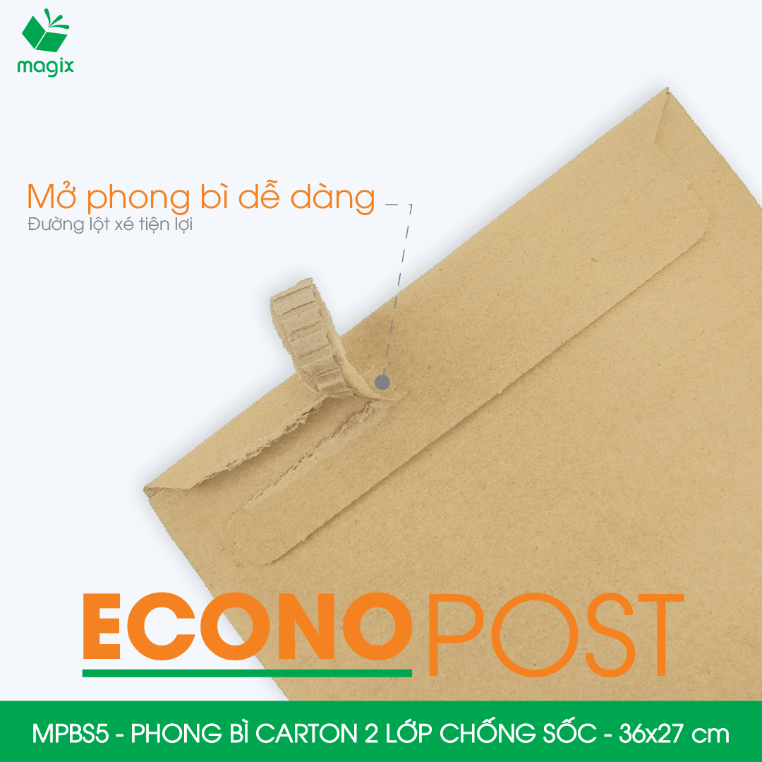 MPBS5 - 36x27 cm - Combo 60 túi phong bì carton chống sốc, chống thấm nước, sẵn keo niêm phong