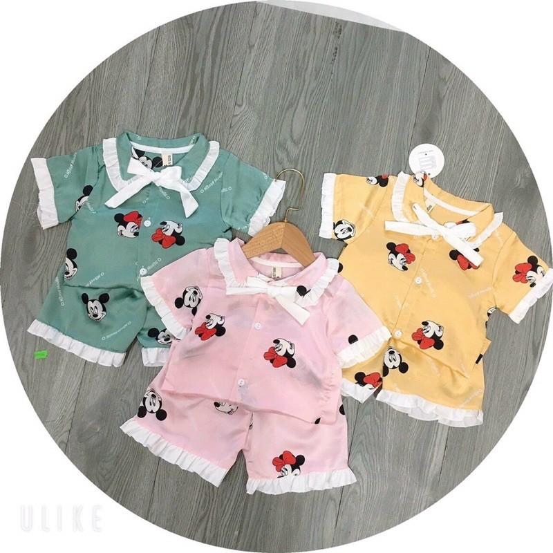 Bộ pizama lụa cho bé gái