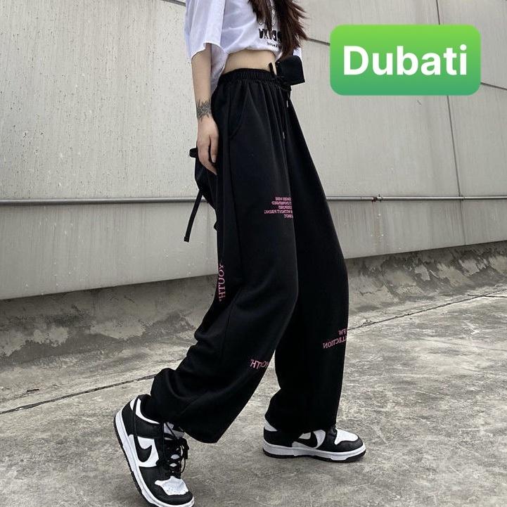 QUẦN JOGGER NAM NỮ UNISEX CHẤT NỈ DÀY DA CÁ ỐNG SUÔNG RỘNG THÊU CHỮ YOUTH RÚT DÂY HÀN QUỐC HOT NHẤT 2022 - DUBATI FASH