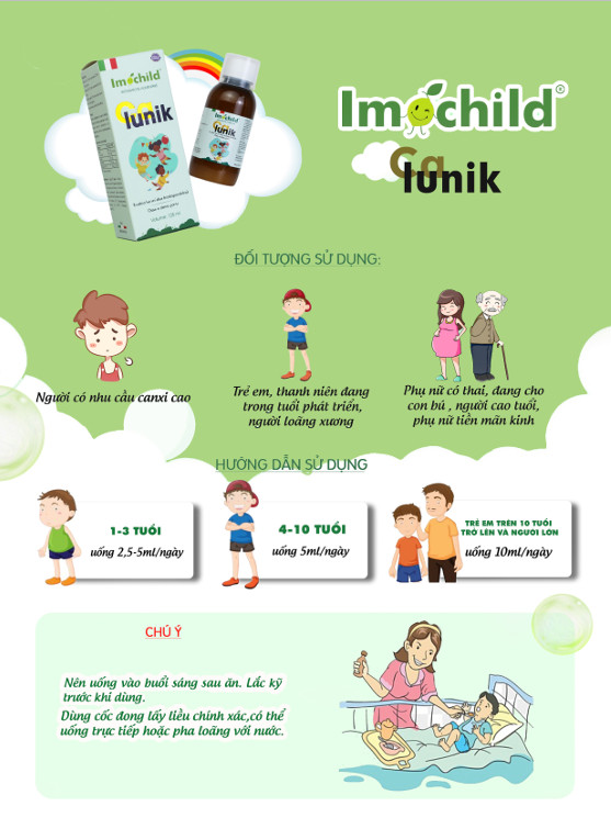 IMOCHILD CALUNIK – Bổ sung Canxi, Vitamin D3K2, Photpho giúp tăng chiều cao cho bé