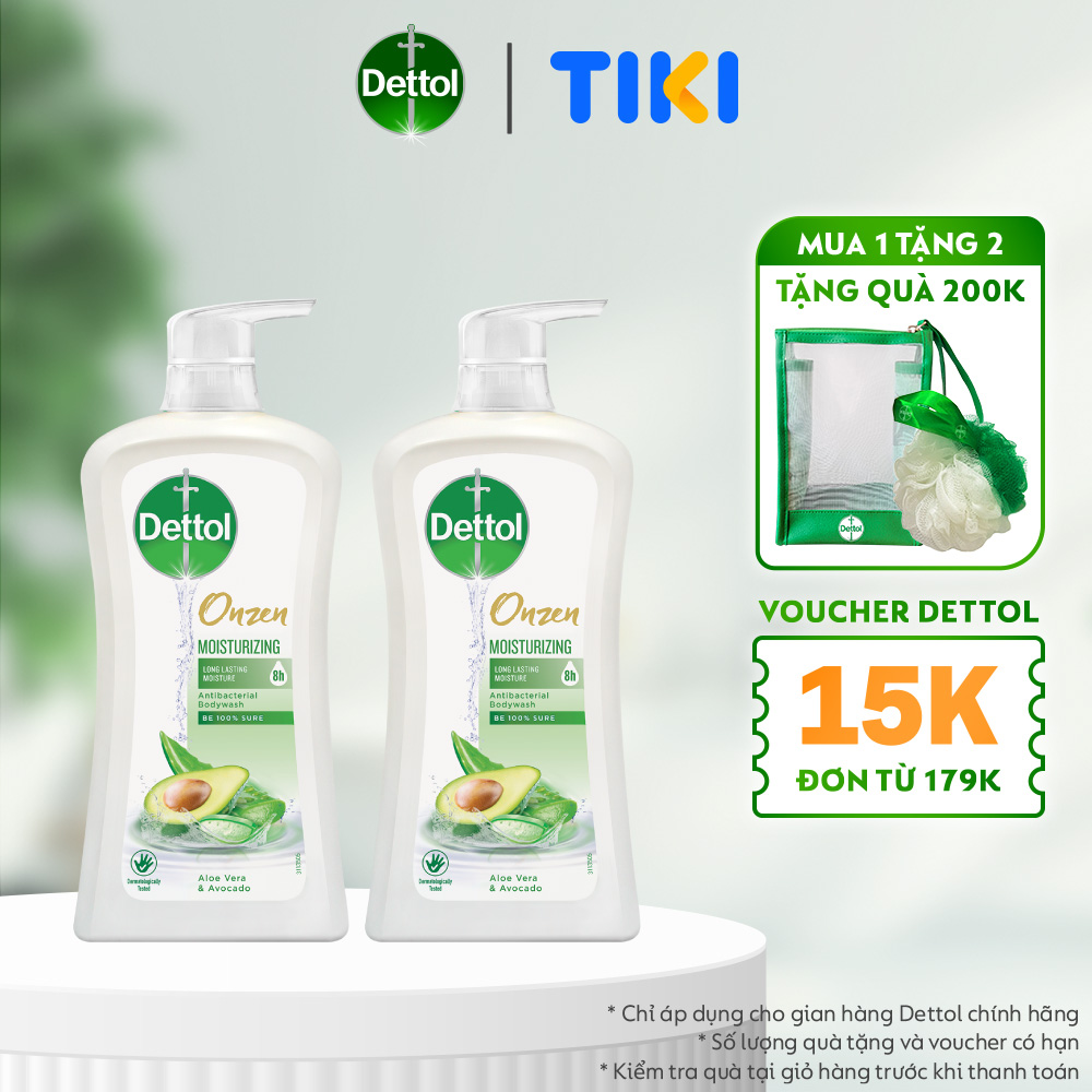 COMBO 2 SỮA TẮM DETTOL ONZEN DƯỠNG ẨM LÔ HỘI & BƠ (950G/CHAI)