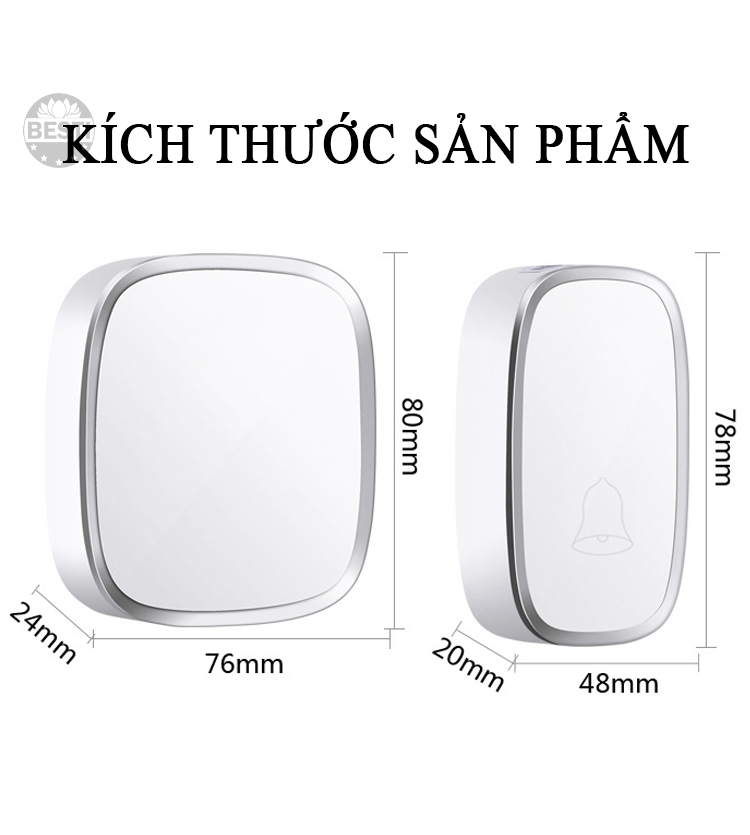 Chuông Cửa Không Dây Thông Minh Besti BT-01, Chống Nước, Khoảng Cách Sử Dụng Trong 300M, 36 Loại Nhạc - Hàng Chính Hãng