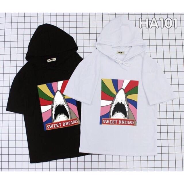 Áo hoodie tay lỡ cá mập