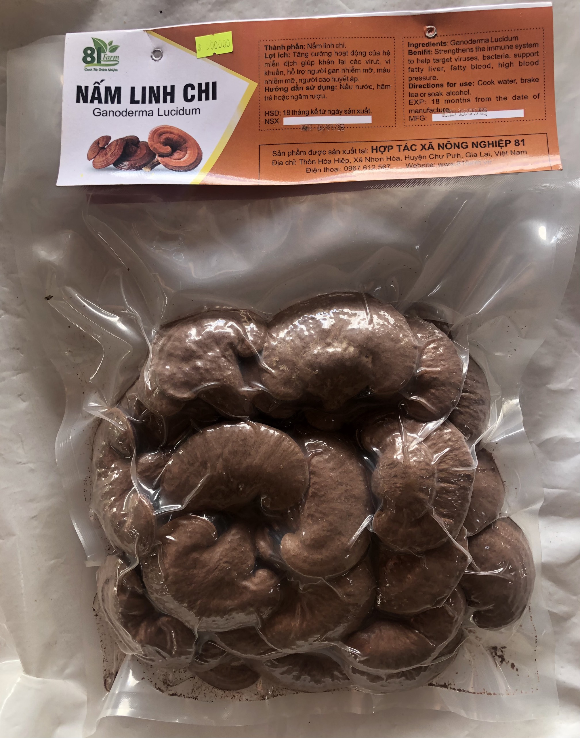 Nấm Linh Chi Đỏ Nguyên Bào Tử 500 Gram