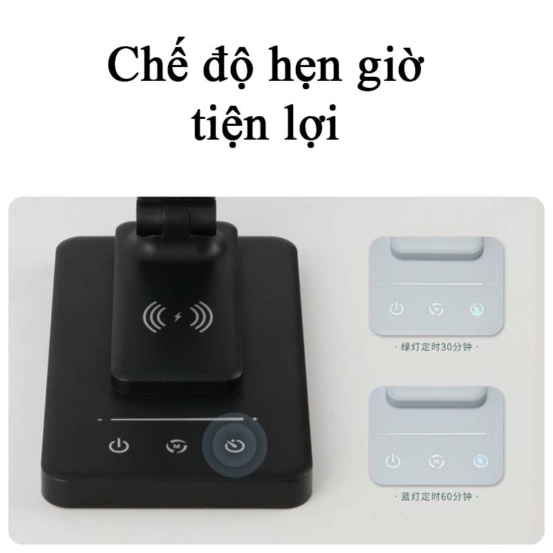 Đèn Học Để Bàn Mini Gấp Gọn Chống Cận 5 Màu Đèn Kiêm Sạc Không Dây Cao Cấp Tiết Kiệm Điện Đèn Bàn Học LED Đọc Sách Làm Việc Bảo Vệ Mắt Sạc USB Hẹn Giờ Công Tắc Cảm Ứng Tiện Lợi - ML026