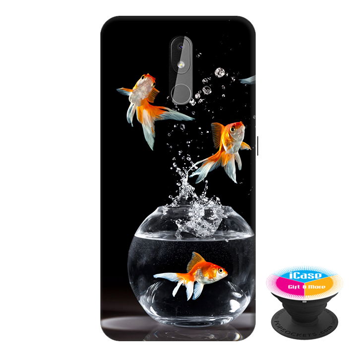 Hình ảnh Ốp lưng cho điện thoại Nokia 3.2 hình Cá Vàng Tung Bay tặng kèm giá đỡ điện thoại iCase xinh xắn - Hàng chính hãng