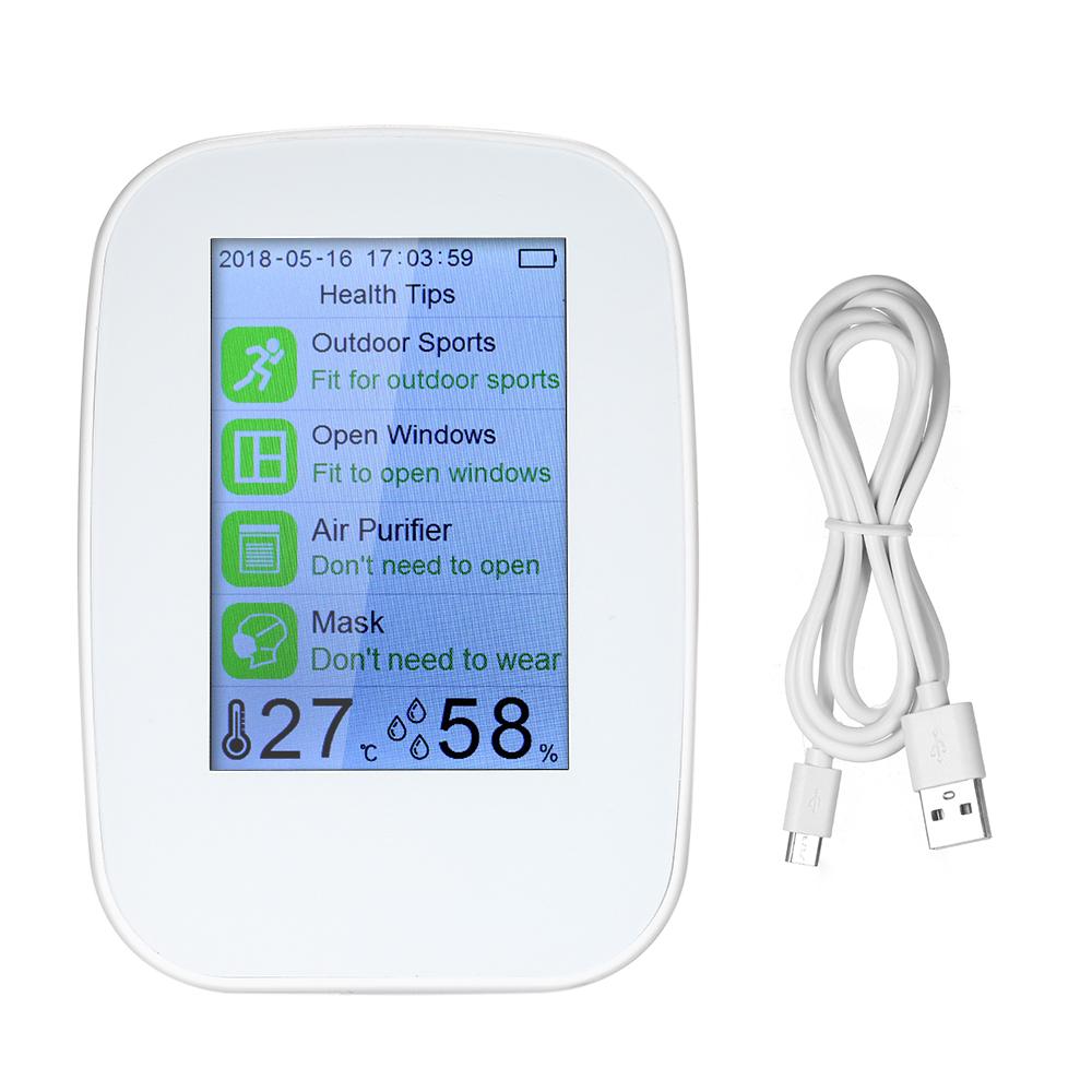 Portable Air Quality Detector Indoor/Outdoor Digital PM2.5 Formaldehyde Gas Monitor LCD HCHO & TVOC Tester Instrument Meter Air Analyzers with Rechargeable Battery