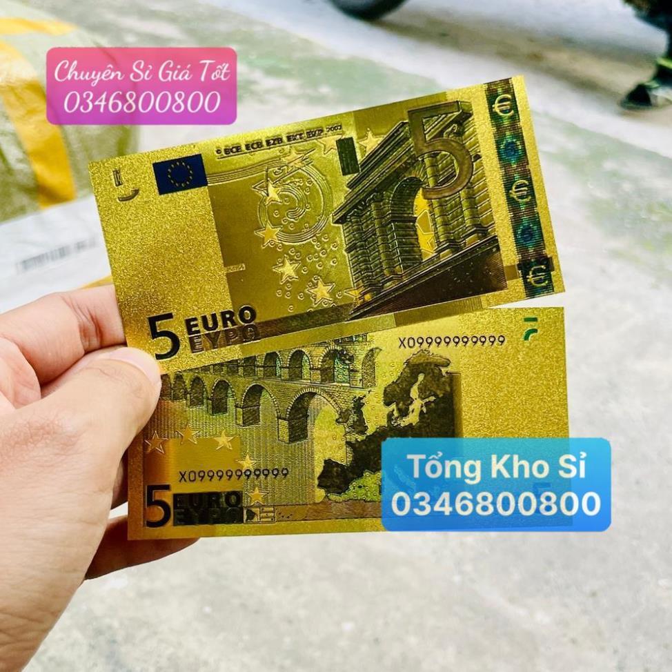 Tờ Tiền Kỉ Niệm 5 EURO Plastic Mạ Vàng Lì Xì Tết May Mắn