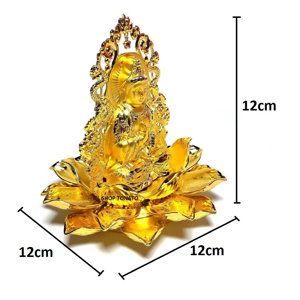 PHẬT QUAN ÂM 2 MẶT ĐỂ XE Ô TÔ ĐẾ SEN 060 MẪU SỐ 2 CAO 12CM