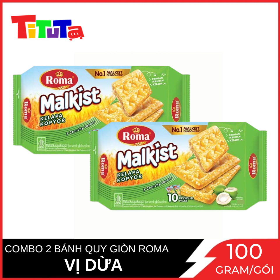 Combo 2 gói Bánh quy giòn vị dừa Roma Malkist  190gX2