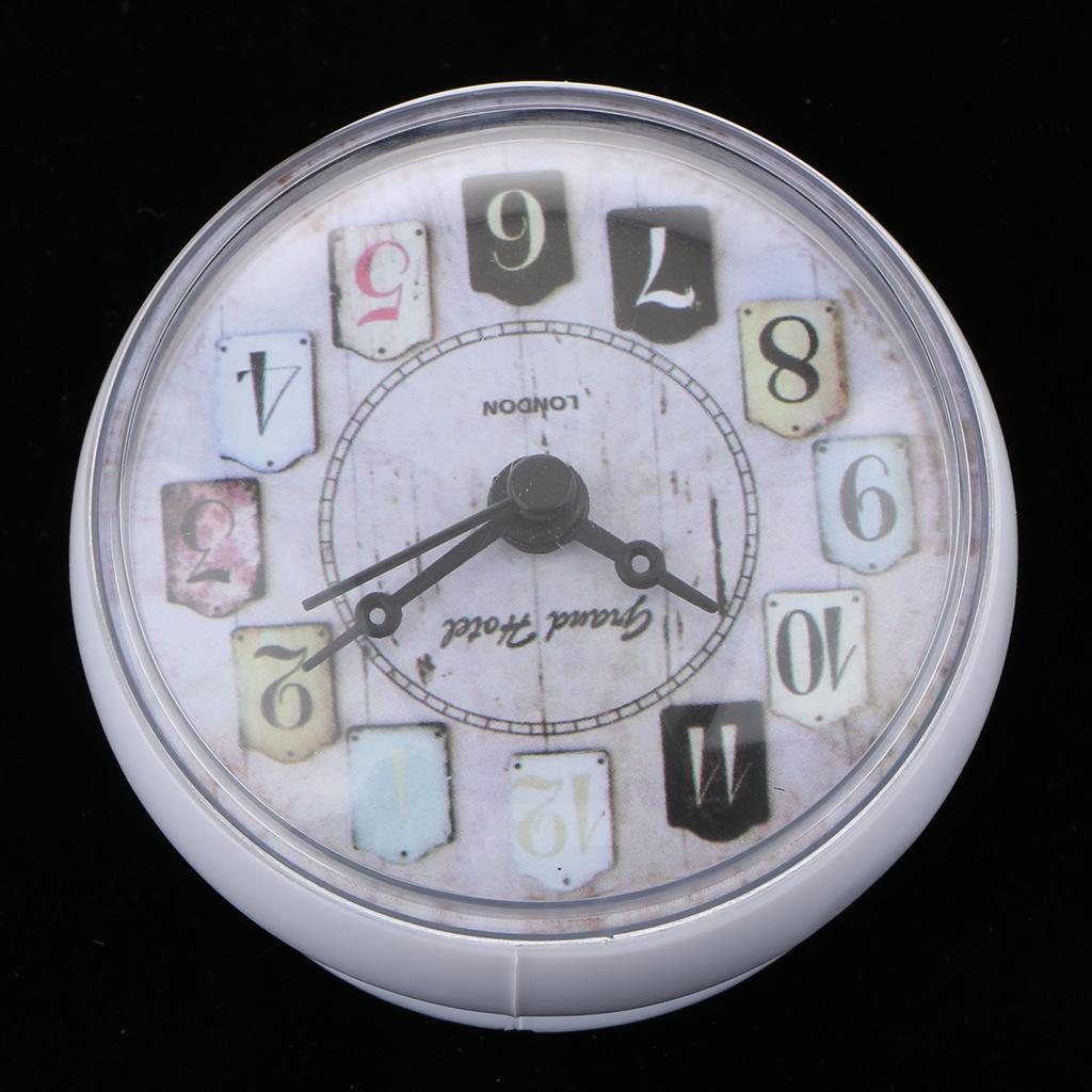 European Style Small Waterproof Round Clock for Bathroom Suction Up Mirror Window Clock, Pink/ White