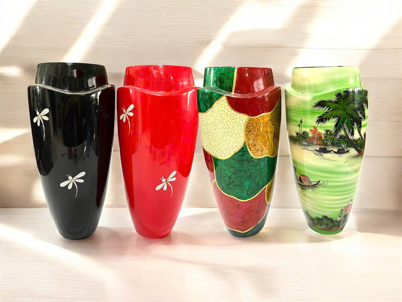 Bình Hoa Sơn Mài - Mã B05 | Dáng Trụ Thanh Lịch | Size 34x16 cm