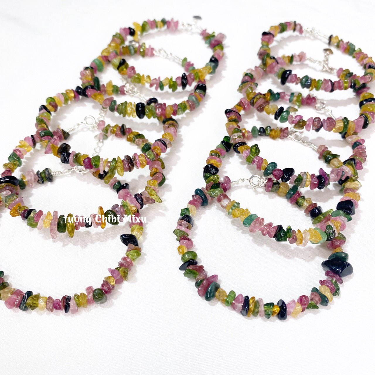 Vòng tay Tourmaline vụn dây bạc siêu xinh