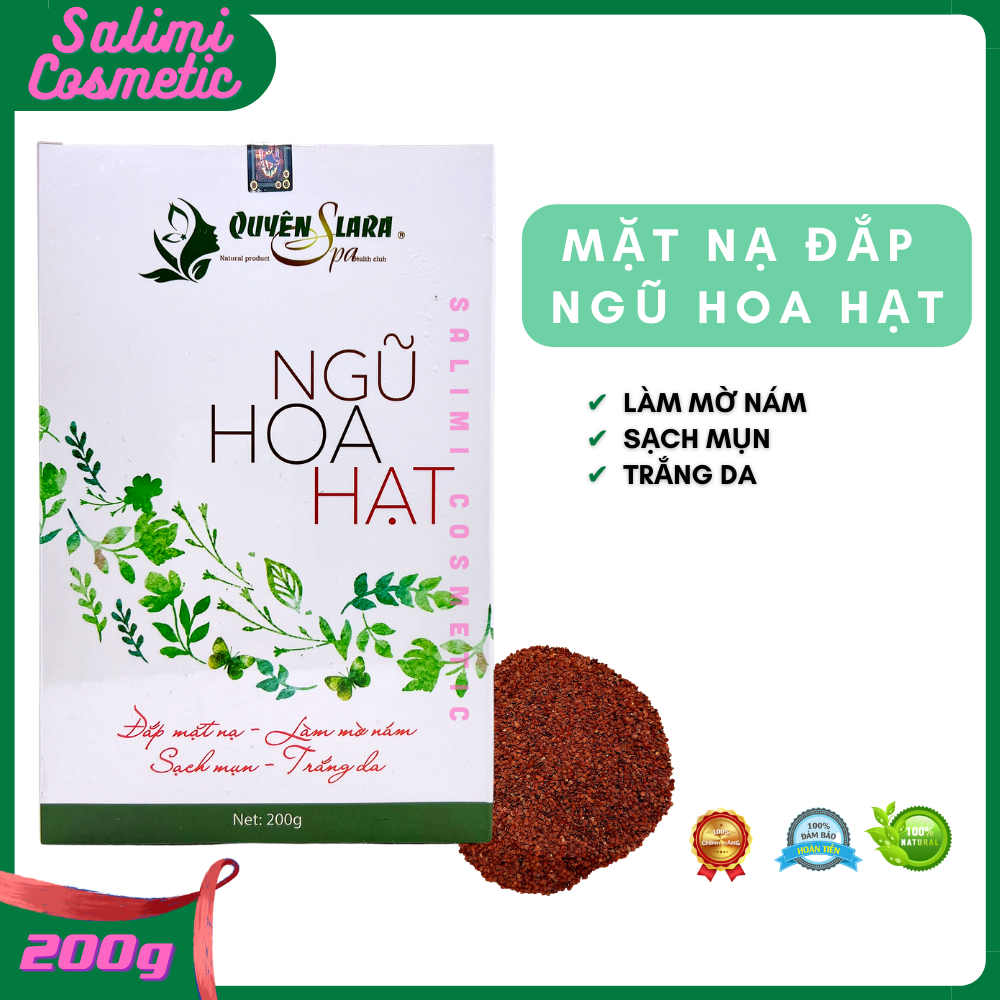 Mặt Nạ Đắp NGŨ HOA HẠT Quyên Lara - Giúp Mờ Nám, Sạch Mụn, Tàn Nhang, Trắng Da, Cân Bằng Độ Ẩm Cho Da, Làm Mát Da, Chống Dị Ứng | Trọng Lượng 200 Gram - HÀNG CHÍNH HÃNG
