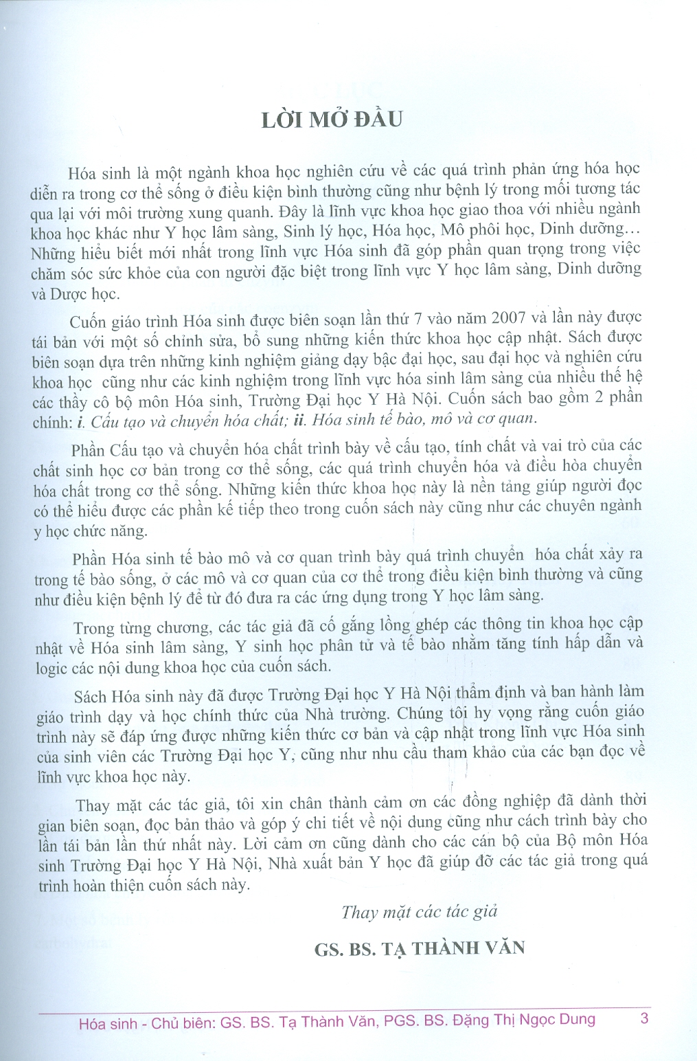 Hóa Sinh (Sách đào tạo bác sĩ y khoa) (Xuất bản lần thứ tư có sửa chữa và bổ sung) - Chủ biên: GS.BS. Tạ Thành Văn, PGS.BS. Đặng Thị Ngọc Dung
