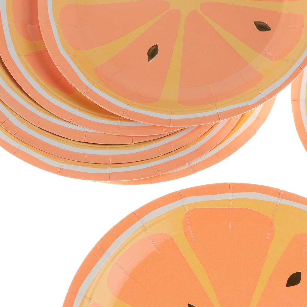 8 Pieces Gilding Fruit Lemon Paper Plates Disposable Party Cake Tray