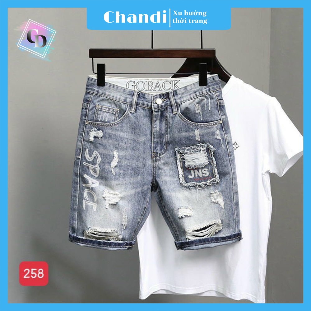 Quần Short Jean Nam co dãn kiểu dáng trẻ trung đơn giản Thương Hiệu Chandi, quần sọt mẫu mới xu hướng 2021 QSJN258