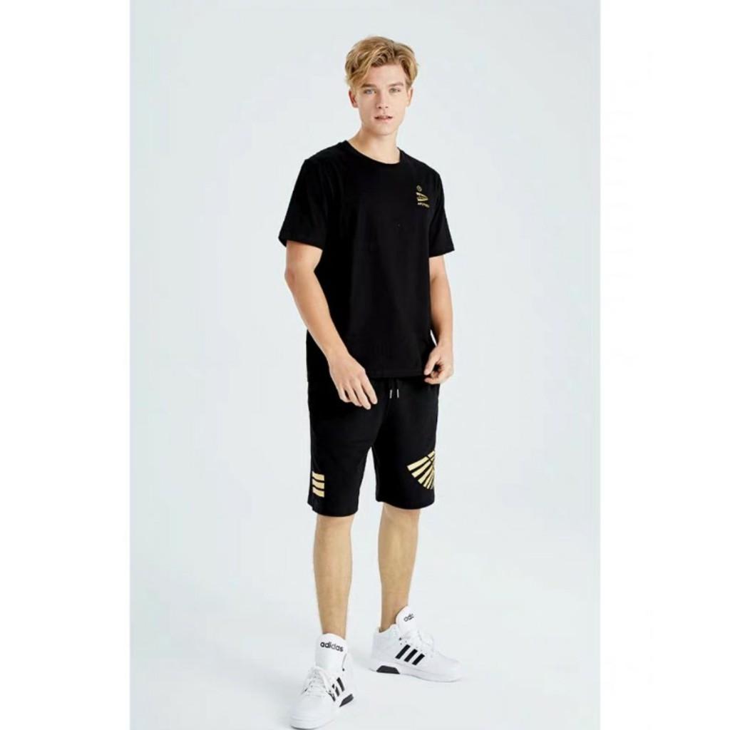 Áo thun nam tay lỡ form rộng nhũ vàng gold luxury APETES Shark vải cotton trumunisex aothununisex
