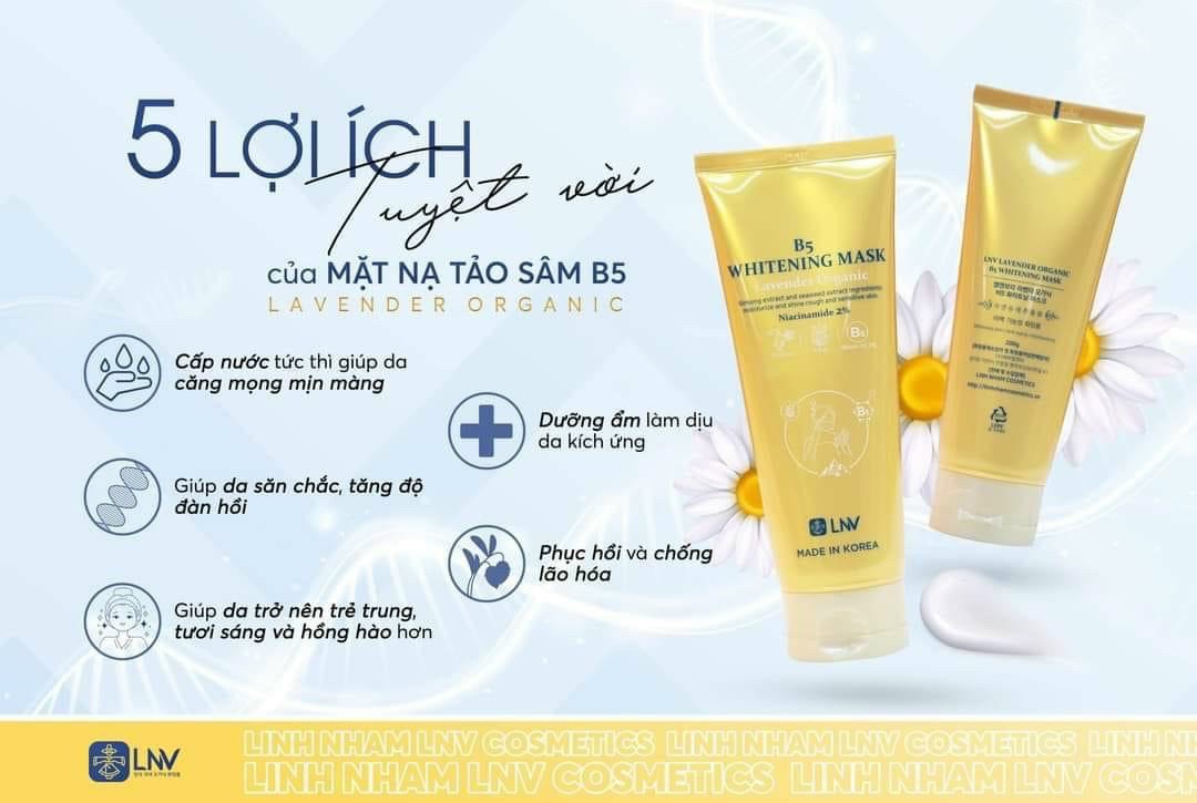 MẶT NẠ TẢO SÂM LAVENDER ORGANIC LNV dưỡng da ngừa mụn (LNV LAVENDER ORGANIC B5 WHITENING MASK)