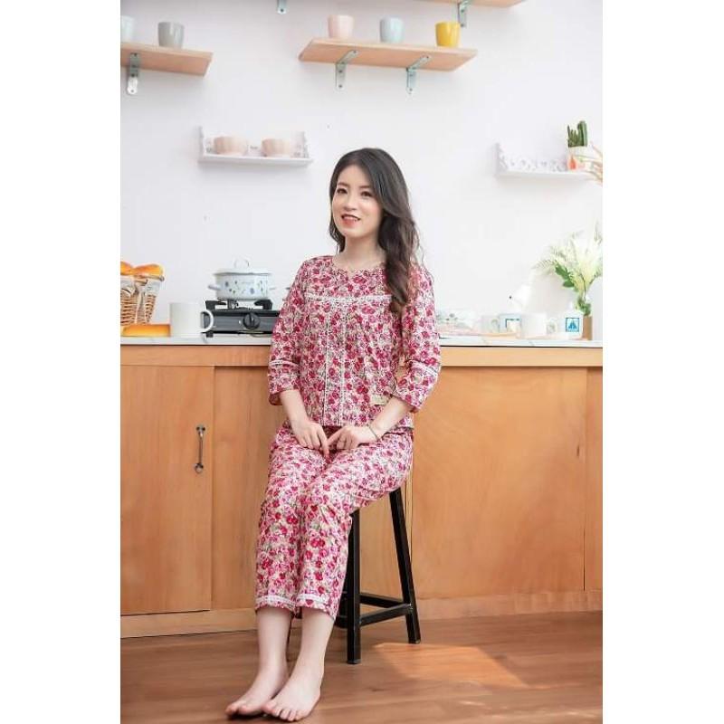 Set đồ bộ ren cổ v 2 màu ảnh thật