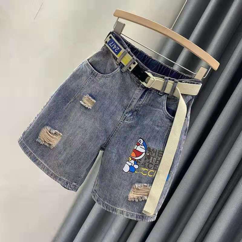 Quần Short Denim Lưng Cao Ống Rộng In Họa Tiết Thời Trang Cho Nữ