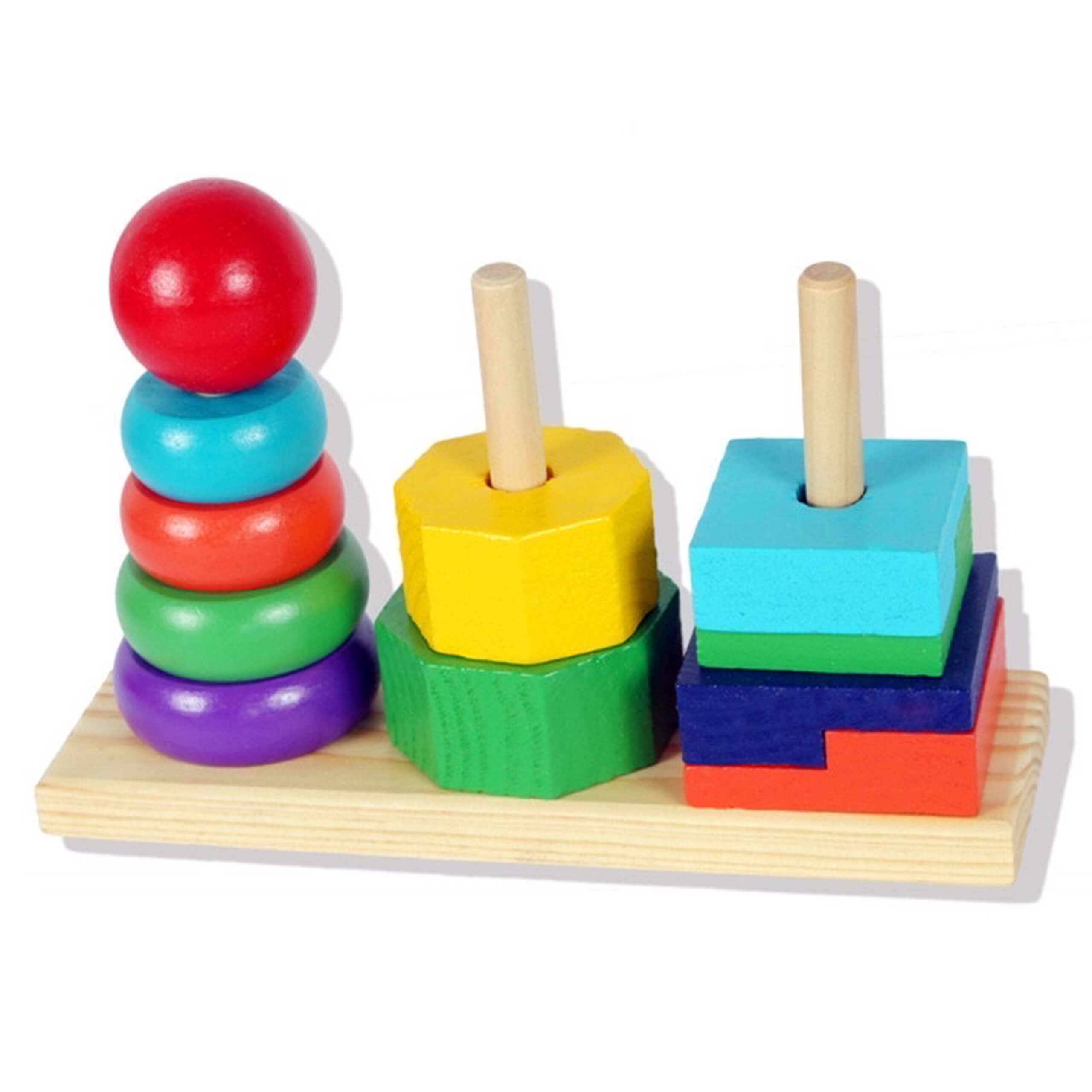 Đồ chơi tháp xếp chồng gỗ 3 cọc Montessori