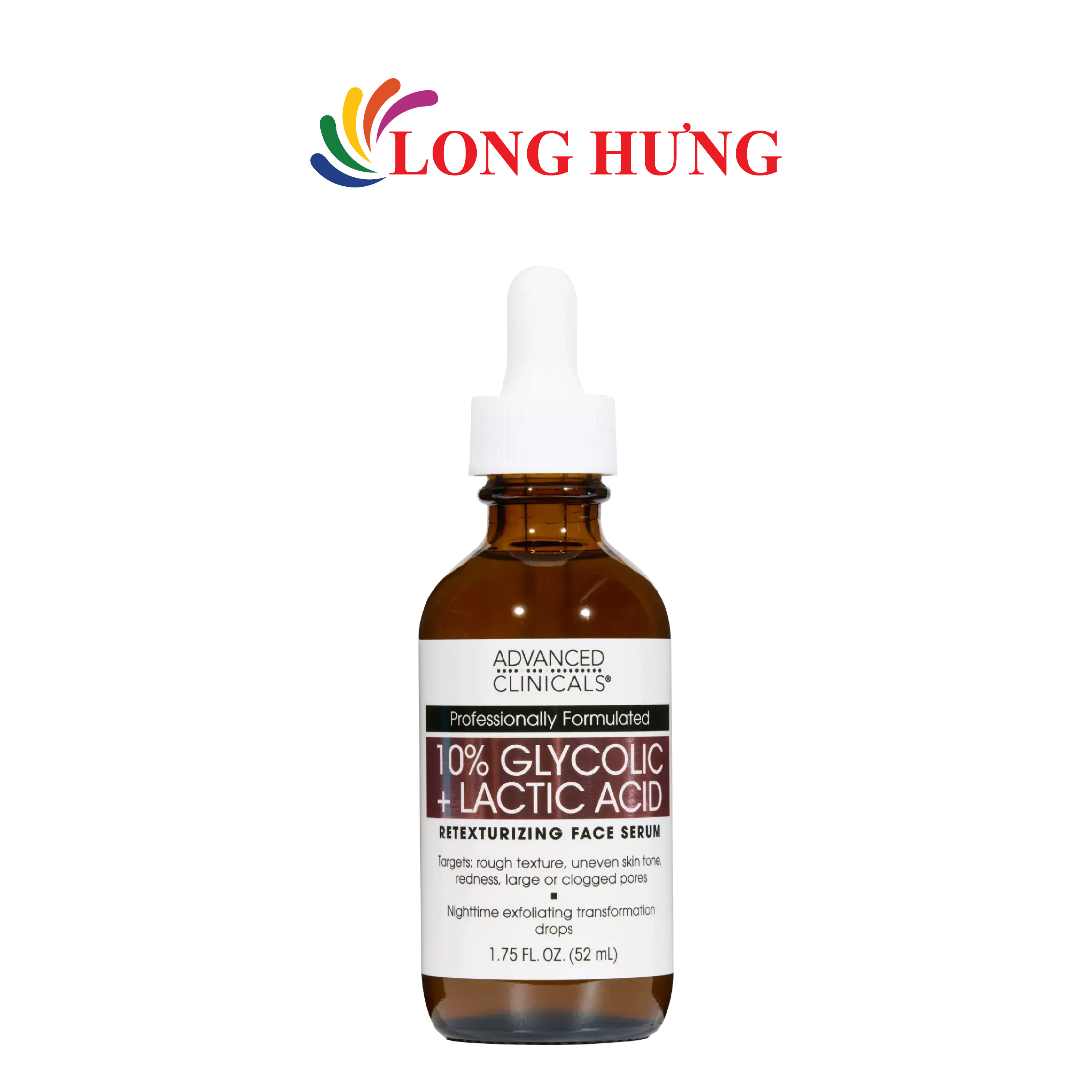 Tế bào chết hóa học Advanced Clinicals 10% Glycolic + Lactic Acid Serum (52ml) - Hàng chính hãng