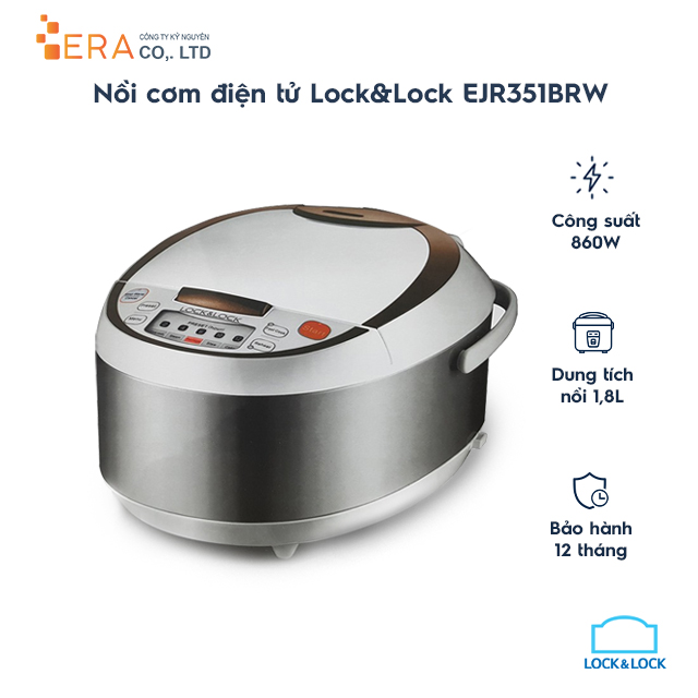 Nồi Cơm Điện Tử Lock&amp;Lock EJR351BRW (1.8 Lít) - Hàng chính hãng