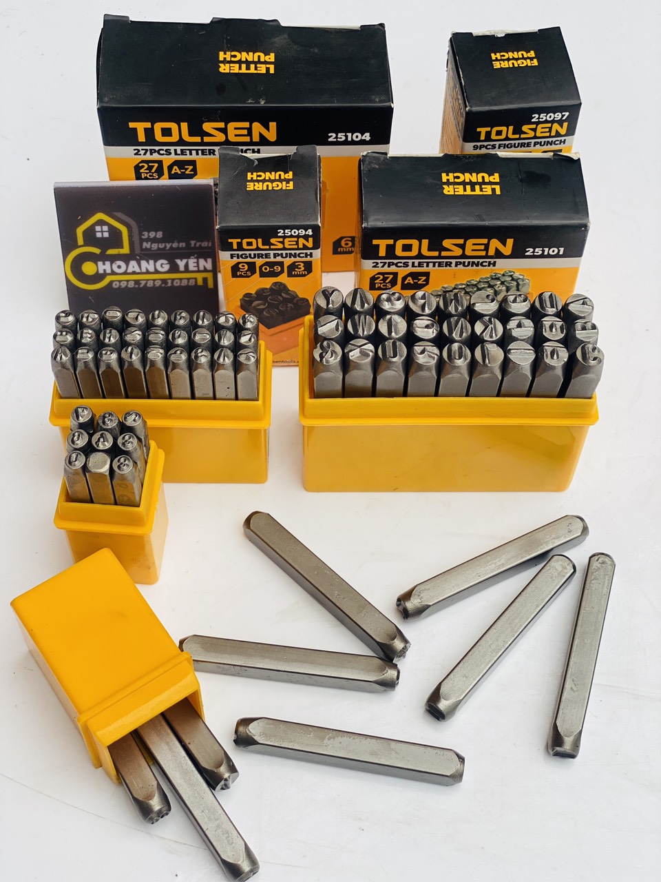 Bộ đóng số 9 cây từ 0-9 TOLSEN 25097, Bộ đóng số bình hơi, khung xe, khung thép 6mm