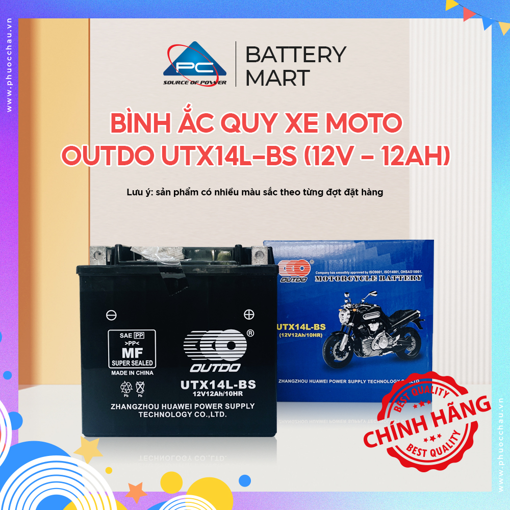 Bình ắc quy xe moto OUTDO UTX14 (12V - 12AH)