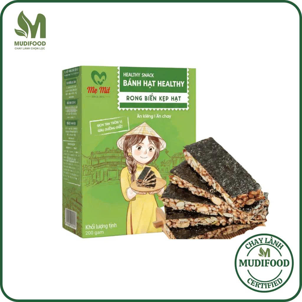 Bánh Rong Biển Kẹp Hạt Mẹ Mít Hộp 200g - Thực Phẩm Bổ Sung Dinh Dưỡng Người Ăn Chay, Thể Thao, Giảm Cân, Người Tiểu Đường, Healthy, Eatclean