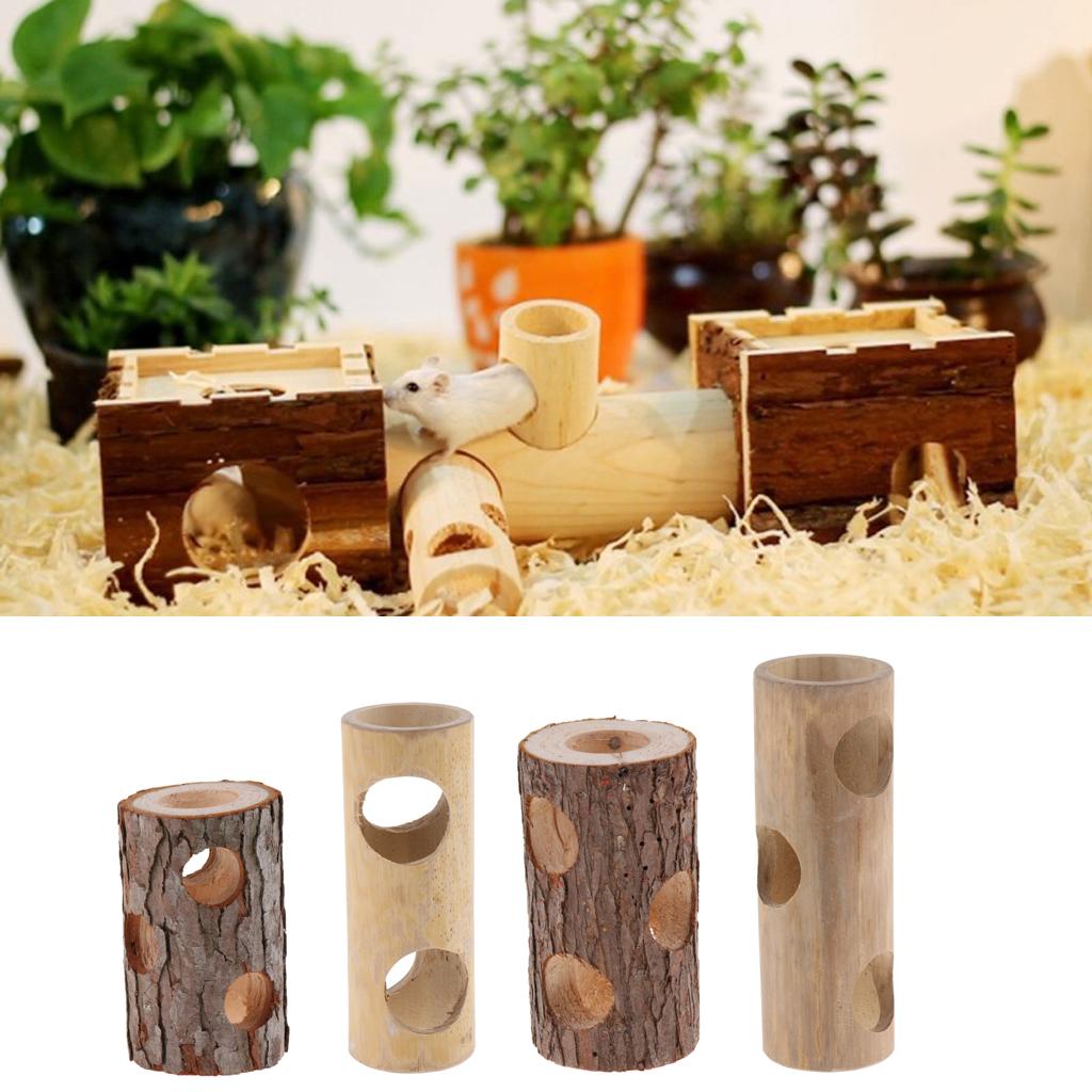 Natural Wooden/ Bamboo Hamster Mice Mouse Rat Gerbil Tunnel Cage Hide Play Toy