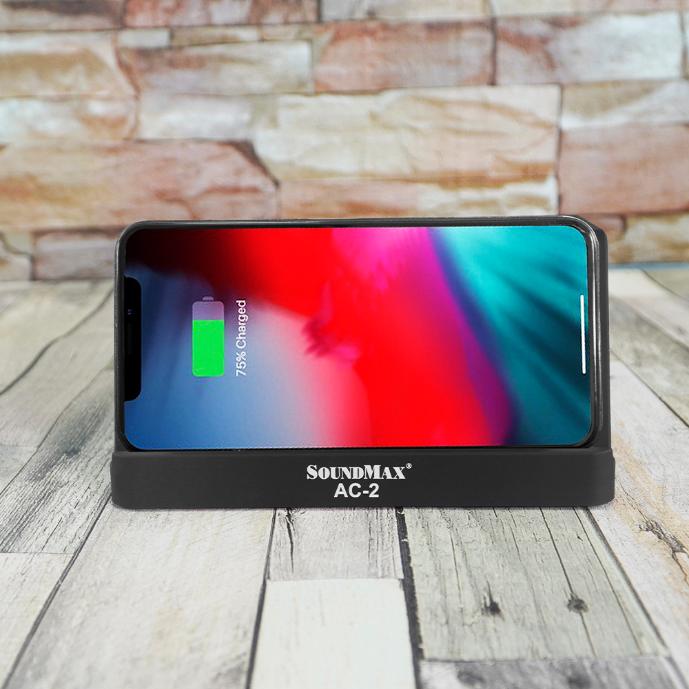 SoundMax Loa Bluetooth AC-2 Tích Hợp Sạc Không Dây Cho Điện Thoại Hỗ Trợ TF USB 128GB Công Suất 10W RMS | Bluetooth Speaker SoundMax AC2 With Wireless Charging - Hàng Chính Hãng