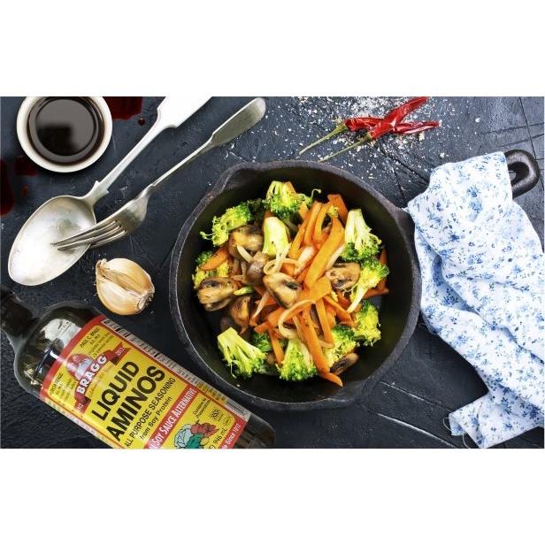 NƯỚC TƯƠNG (XÌ DẦU) ĐẠM ĐẬU NÀNH - KHÔNG LÊN MEN Bragg Liquid Aminos, Soy Sauce Substitute, Non-GMO, 473ml (16oz)