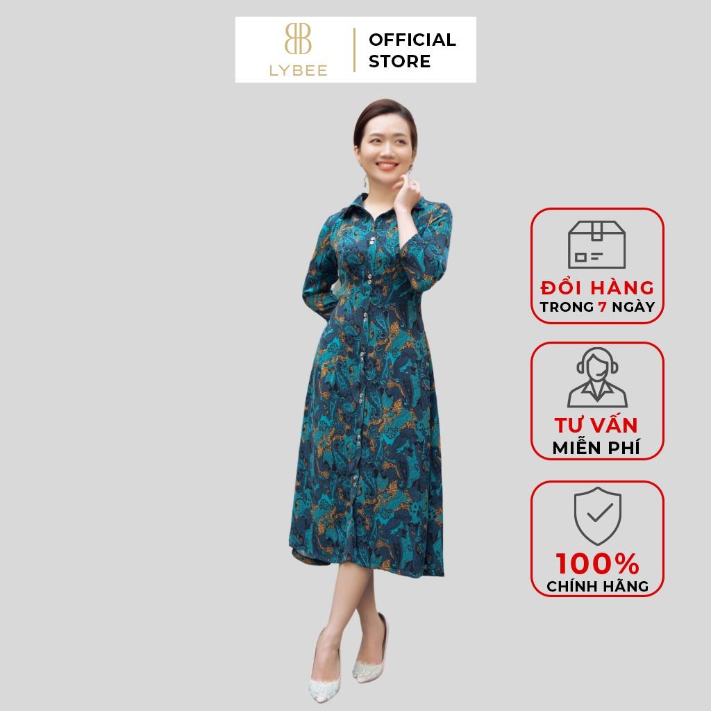 Đầm dự tiệc quý bà LYBEE thiết kế cổ Đức dài tay thanh lịch kích thước 45~75kg LV684