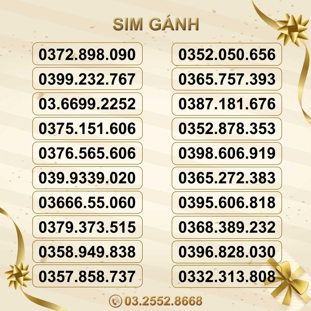 Sim Số Gánh Viettel List 2, Giá Cực Rẻ, HỖ TRỢ ĐĂNG KÝ CHÍNH CHỦ-HÀNG CHÍNH HÃNG