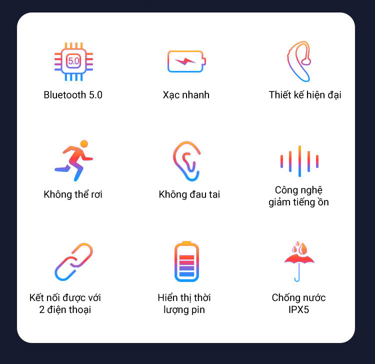 Bộ Sản Phẩn Tai Nghe Bluetooth 5.0 Cùng Hộp Tai Nghe Tích Hợp Xạc Nhanh Dung Lượng 2000 mAh