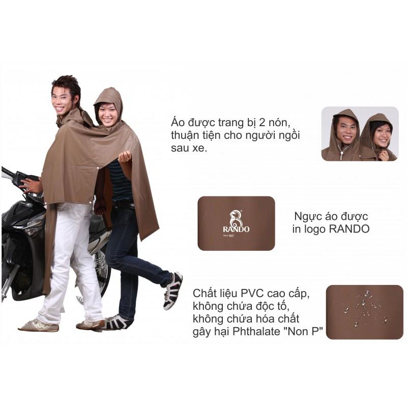 Áo mưa Poncho Cổ Rùa cao cấp 2 nón Kiếng 0.23mm dày dặn, cao cấp
