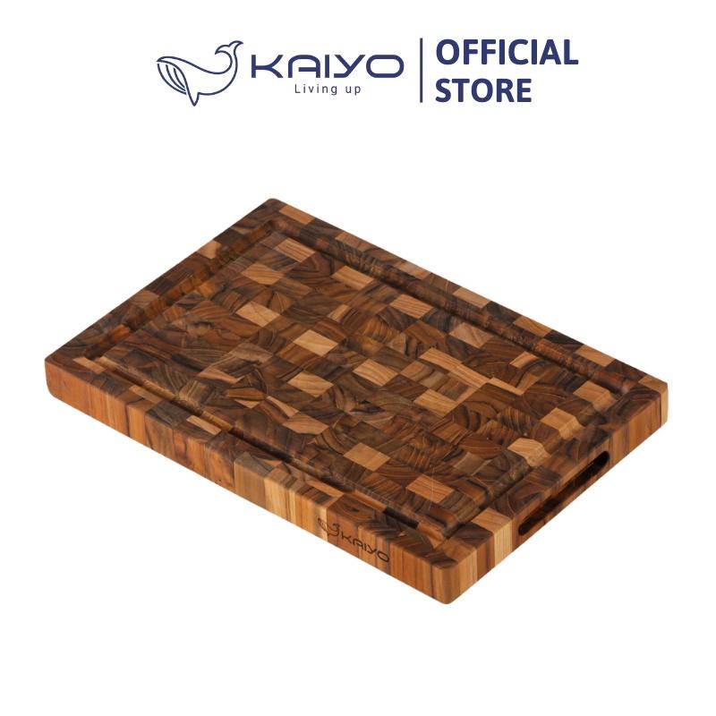 Thớt thái gỗ teak đầu cây KAIYO size S 30 x 20 x 2,5cm