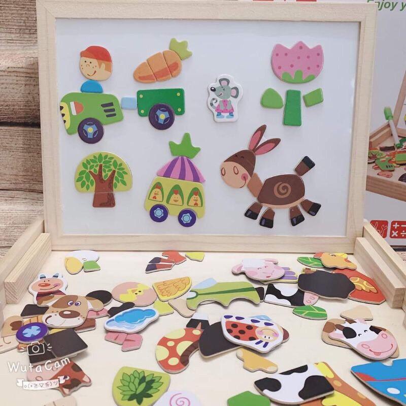 Đồ Chơi Bằng Gỗ Bảng Ghép Hình Nam Châm 2 Mặt - Đồ Chơi Thông Minh Cho Bé