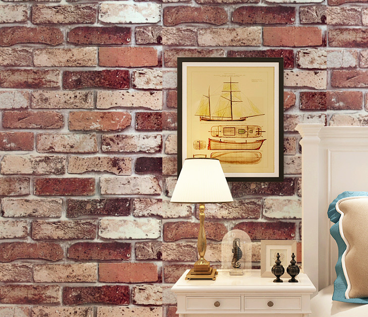 Combo 10 mét giấy dán tường, decal dán tường trang trí nhà cửa GẠCH NÂU RÕ khổ 45cm
