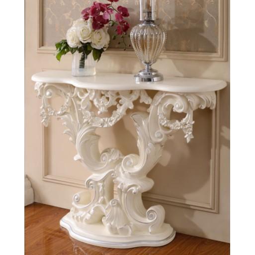 Kệ bán nguyệt màu trắng trang trí nhà cửa mang phong cách tân cổ điển sang trọng KCS-B803-A