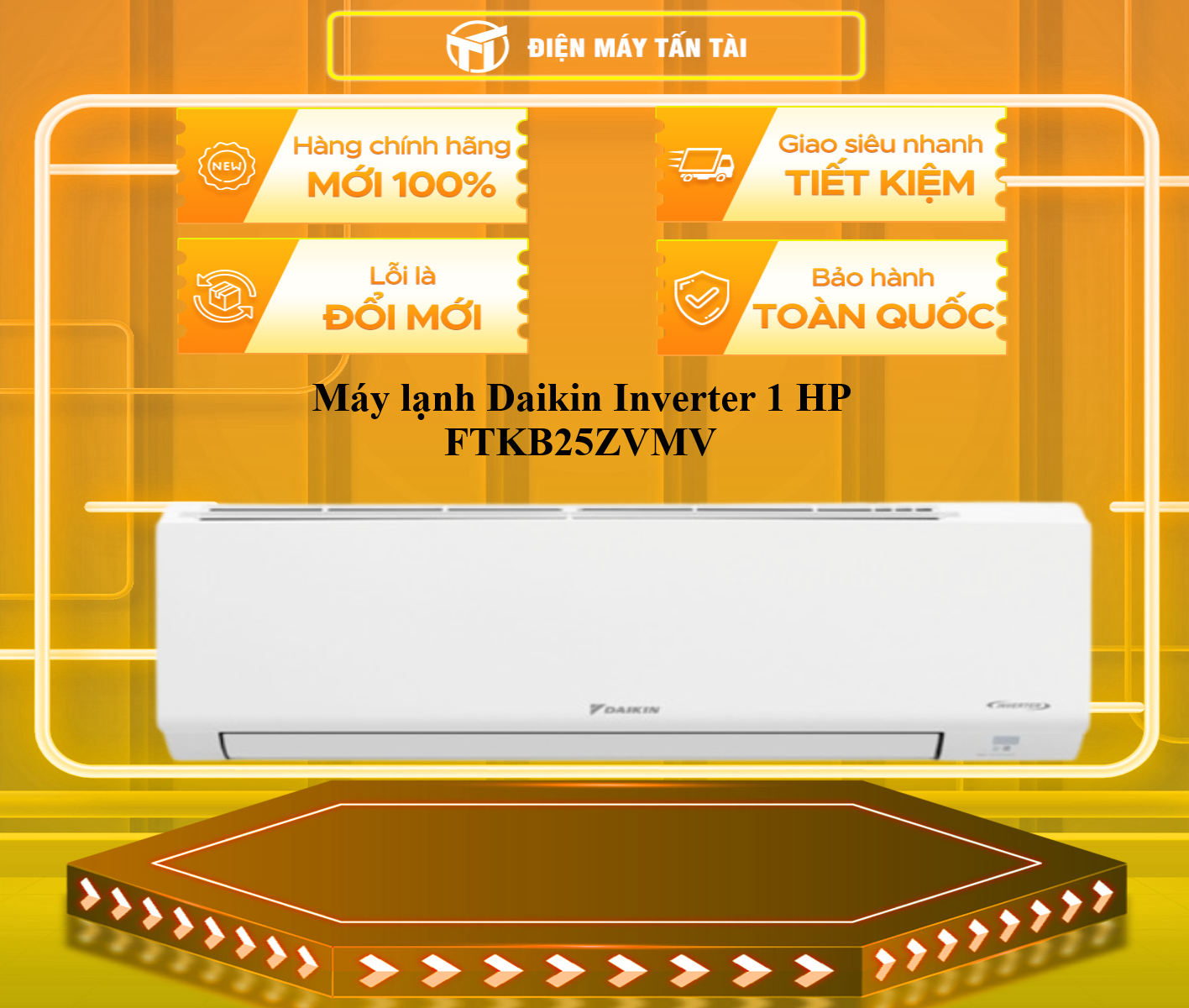 Máy lạnh Daikin Inverter 1 HP FTKB25ZVMV - HÀNG CHÍNH HÃNG - CHỈ GIAO HCM