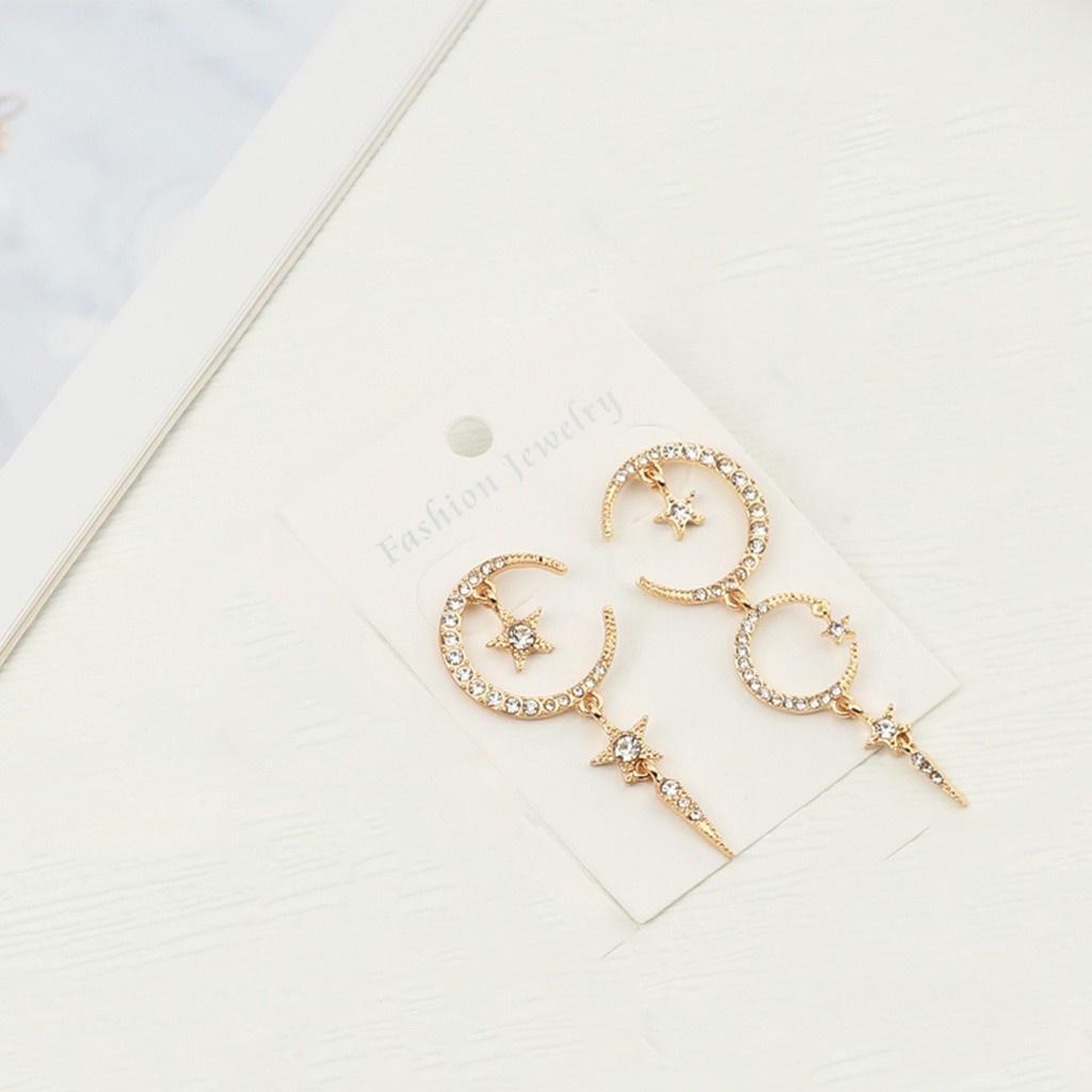 ☆YOLA☆ Women Drop Jewelry Moon Earrings Asymmetrical Sun Celestial Space Girls Star