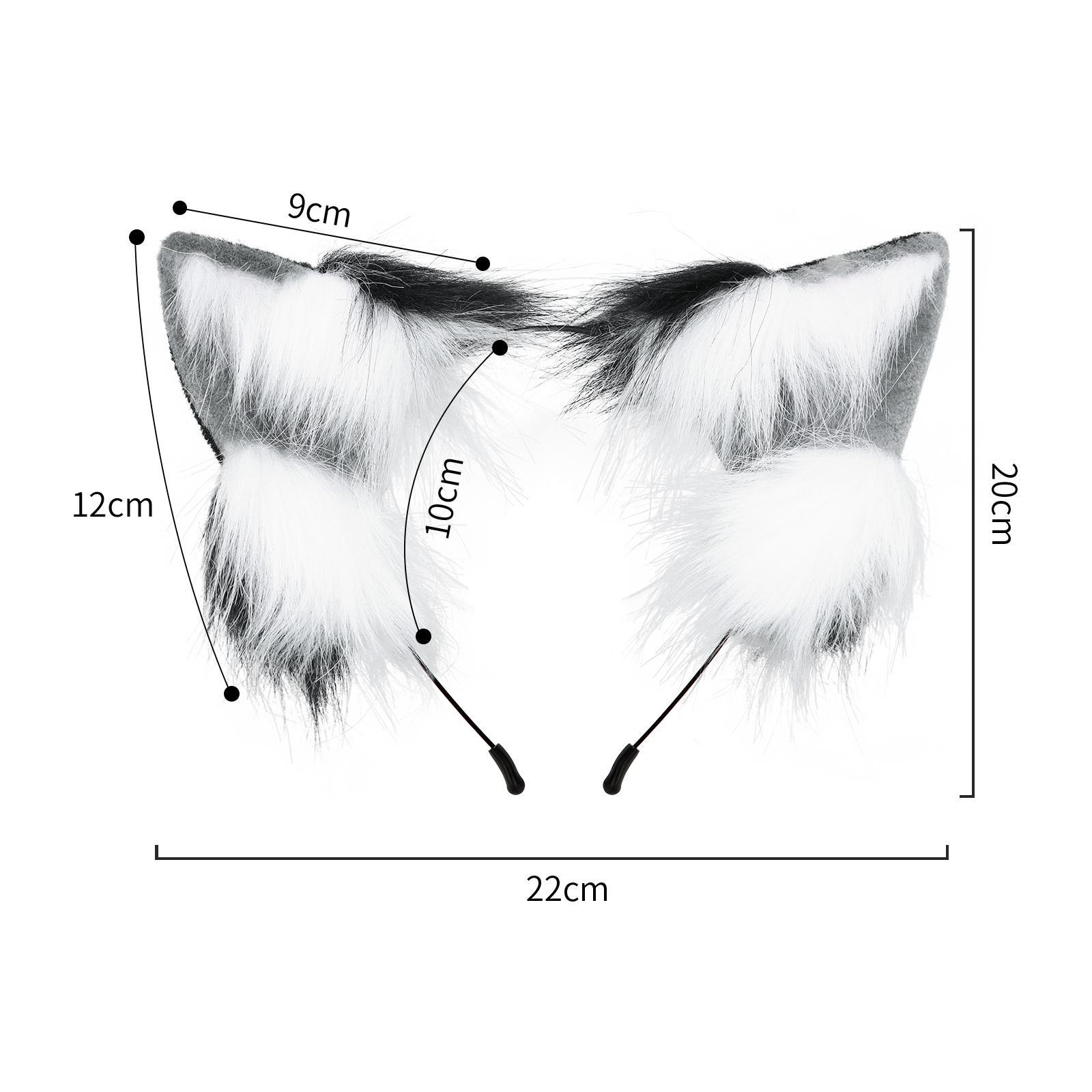 Ears and Long Tail Plush Ears Hair Clip Plush Funny Gifts Costume Accessories Headdress Hair Hoop for Stage Performance Party Halloween