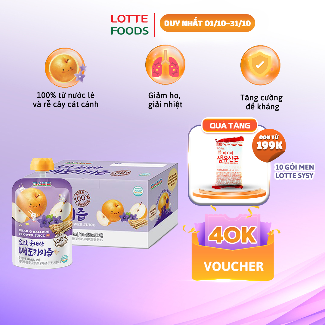 NƯỚC LÊ CÁT CÁNH LOTTE Hàn Quốc (Xách 20 túi 100ml)