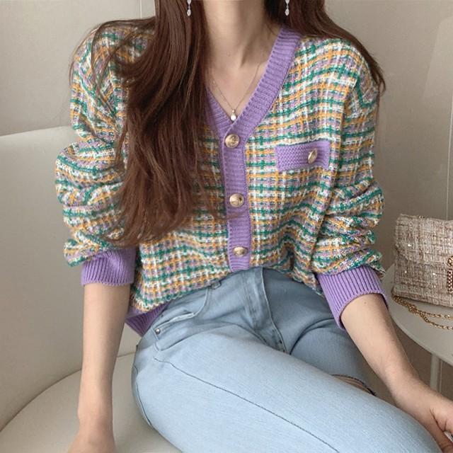 Áo khoác len Cardigan áo dệt kim nút bạc phong cách Hàn