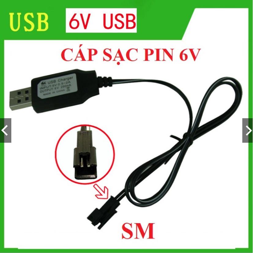 Dây sạc usb 6v 250ma xe điều khiển từ xa chấu SM sạc bằng điện thoại 5v 1a-2a